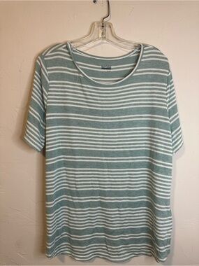 Basic Editions Striped Tee in Seafoam and White